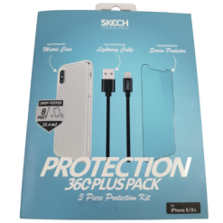 Skech Mega Value Bundle includes Phone Case, Screen Protector & Lightning Charging Cable Clear for Iphone X / Xs