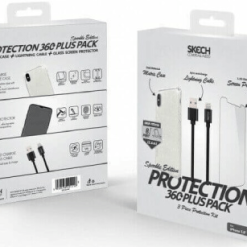 Skech Mega Value Bundle includes Sparkle Phone Case, Screen Protector & Lightning Charging Cable Clear for Iphone X / Xs
