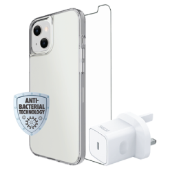 Skech Mega Value Bundle includes Phone Case, Screen Protector & Wall Charger Clear for Iphone 14