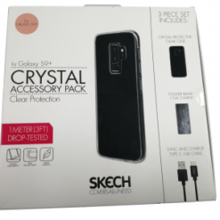 Skech Mega Value Bundle includes Phone Case, Power Bank & Type-C USB Cable Clear for Galaxy S9 Plus