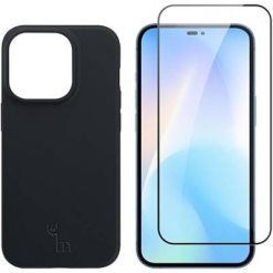Caseym Phone Case and Screen Protector Bundle Black for Iphone 15