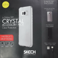 Skech Mega Value Bundle includes Phone Case, Power Bank & Type-C USB Cable Clear for Galaxy S8 Plus