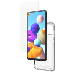 GEAR4 Clear Case and InvisibleShield Screen Protector Bundle Clear for Galaxy A21s